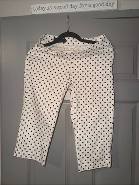 Polka Dot Cropped Pants - White with Black Dots